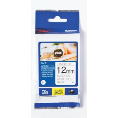 Ruban PTOUCH  TZE231S Laminé Adhesif 12mmx4m noir/blanc