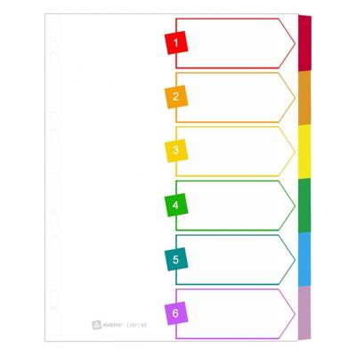 Intercalaires en carte + mylar A4, touches assorties 6 touches neutres