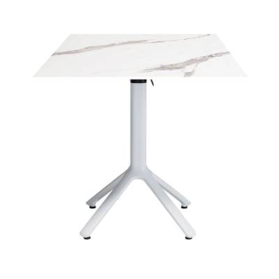 Table rabattable pied blanc 70x70cm marbre blanc chants blancs - terrasse - RestooTab