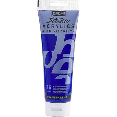 Tube 250ml Peinture Studio Acrylique Haute Viscosité Bleu Outremer Foncé - PÉBÉO