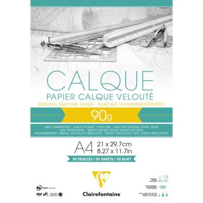 Bloc calque supérieur encollé A4 50 Feuilles - CLAIREFONTAINE