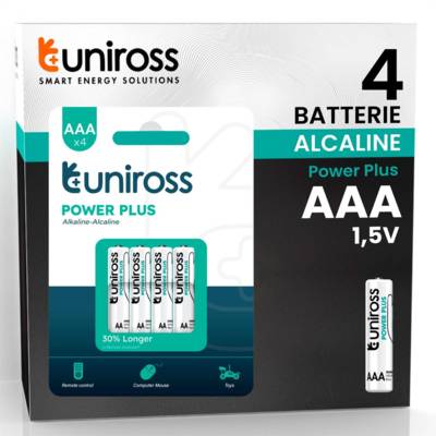 Pack de 4 Piles Alcalines AAA-LR03 Power Plus 1,5V Emballage Carton