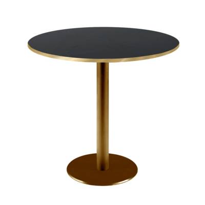 Table pied Doré Ø70cm noir chants laiton - intérieur - RestooTab