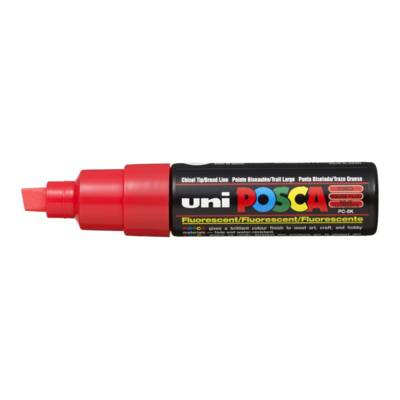 Marqueur pointe large biseautée pc8k 8mm rouge fluo - POSCA