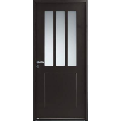 Porte d'entrée acier PIX noir texturé vitrée style atelier dormant 54 mm - 215 x 90 cm - Gedimat - ZILTEN