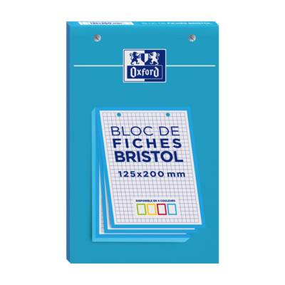 Bloc de 30 fiches bristol 125X200 perforées Q5/5 bleu