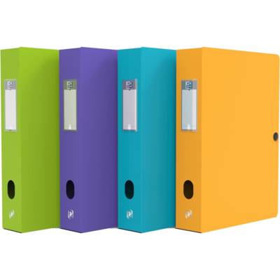 Lot de 8 Boîtes de classement MEMPHIS 24x32cm Dos 8cm PP Couleurs assortis