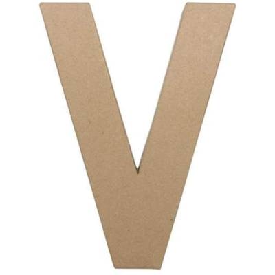 Support en papier brun mâché 5x22x30 cm, Lettre fantaisie V - DÉCOPATCH