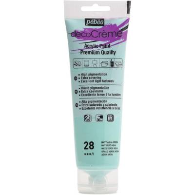 Tube 120ml Peinture Acrylique DecoCrème VERT AQUA - PÉBÉO