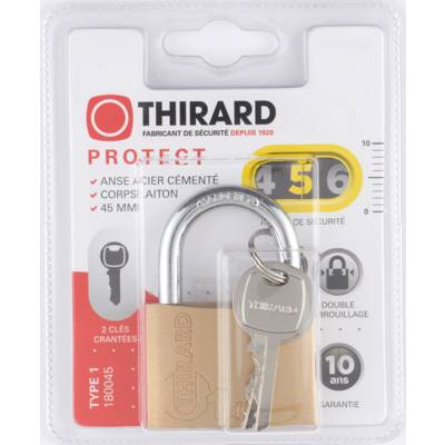 Cadenas TYPE 1 45mm anse acier cémenté nickelé 2 clés - Gedimat - THIRARD