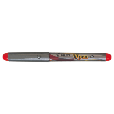 Stylo Plume Jetable V-Pen SILVER pointe moyenne Rouge