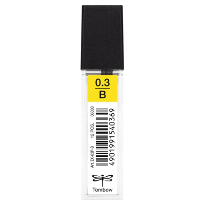 Etui de 12 Mines pour porte-mine pointe calibrée 0,3 mm dureté B