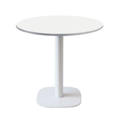 Table pied blanc Ø70cm blanc chants inox - intérieur - RestooTab