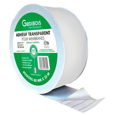 Adhésif d'étanchéité à l'air transparent - rouleau de 25 m x 60 mm - GEDIBOIS - Gedimat