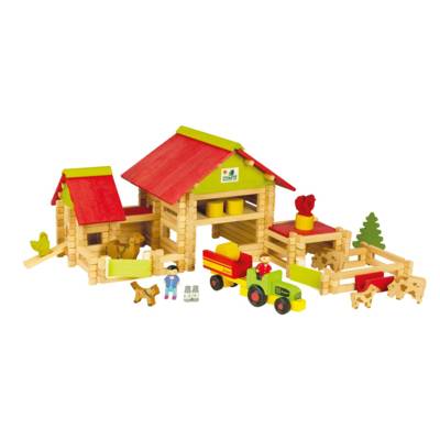 Grande Ferme en Bois avec Tracteur et Animaux- 220 Pièces - JEUJURA