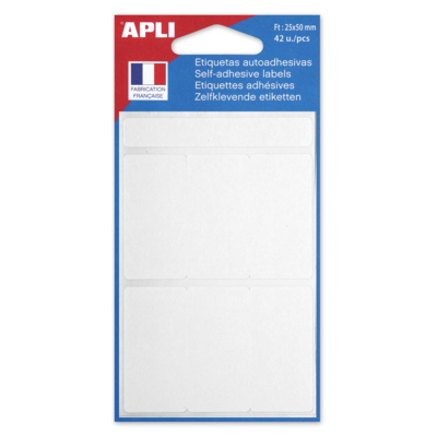 42 Etiquettes multifonctions, 25 x 50 mm, blanche - Apli-Agipa