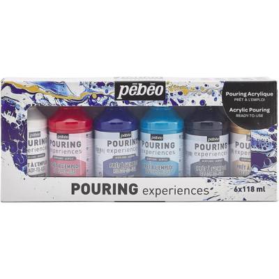 Set de 6 peintures pouring acrylique - 6 x 118 ml - PÉBÉO