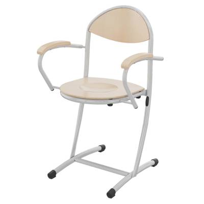 Bridge HÉLIA assise et dossier Blueprotech® accoudoir bois piètement époxy - T6 - Gris alu RAL 9006 - Mobidecor