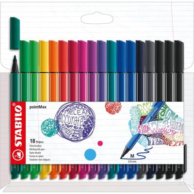 Stylo-feutre pointMax, étui carton de 18 - STABILO