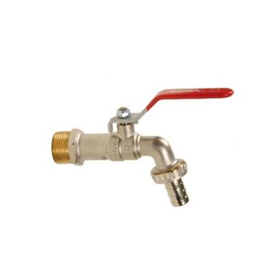 Robinet de puisage à sphère poignée longue mâle 20x27 sortie mâle 20x27 avec raccord cannelé diam.15mm - Gedimat - DIPRA