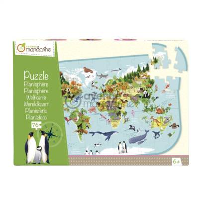 Puzzle éducatif, Planisphère - 76 Pièces
