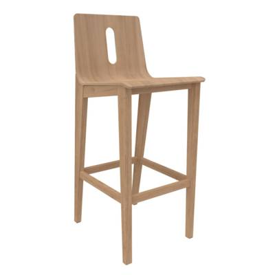 Tabouret haut Wood piètement bois Naturel et coque contreplaqué