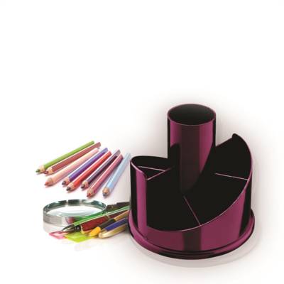 Pot à crayons rotatif multi-compartiments recyclable Violet