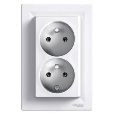 Double prise 2P+T ASFORA - blanc - Gedimat - SCHNEIDER ELECTRIC