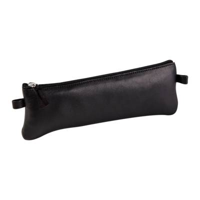 Trousse plate en cuir 22x6 cm Noir