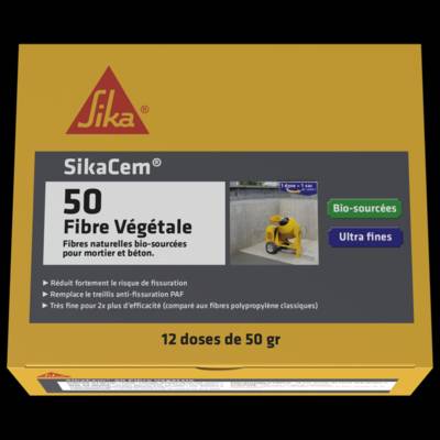 Fibre bio-sourcée antifissuration SIKACEM 50 - Gedimat