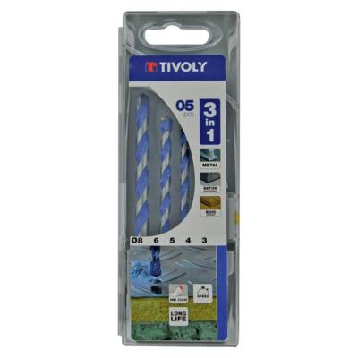 5 forets 3en1 multi-materiaux Ø 3 à 8mm - TIVOLY - 11901770002 - Maxoutil