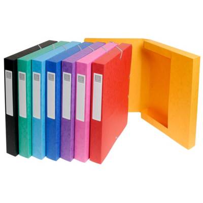 Boite de classement Exabox Dos 25mm Carte lustrée  A4 Coloris Aléatoire