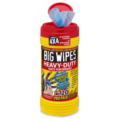 Tube de 120 lingettes industrielles BIG WIPES HEAVY-DUTY - Gedimat
