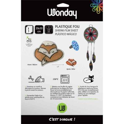 Sachet de 3 Feuilles de Plastique Fou 20x30cm - WONDAY