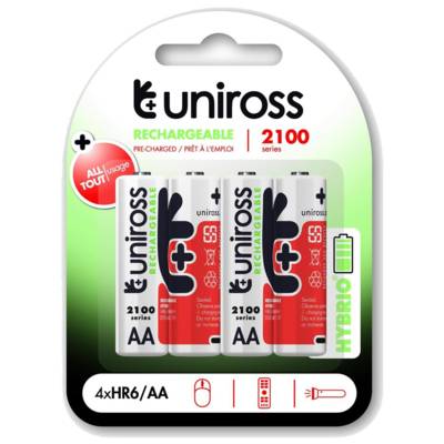 Pack de 4 Piles Rechargeable AA/HR6 2100 NIMH HYBRIO, 1.2V