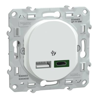 Chargeur USB Type A 7,5W+C 45W forte puissance Type C OVALIS - blanc - Gedimat - SCHNEIDER ELECTRIC