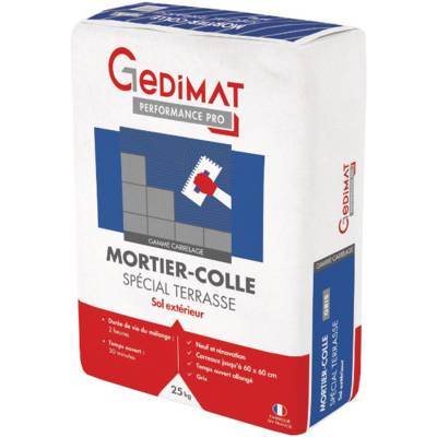 Mortier-colle spécial terrasse C2E gris - sac de 25kg - GEDIMAT PERFORMANCE PRO - Gedimat