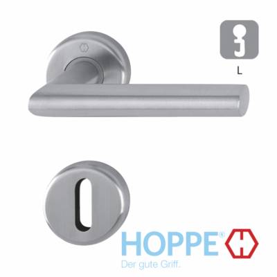 Ensemble de poignées sur rosaces UTRECHT inox clé I 38 - Gedimat - HOPPE