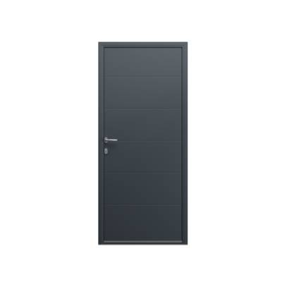 Porte d'entrée alu EUGENIE gris anthracite/blanc dormant 63 mm avec tapées pour isolation 160 mm - 215 x 90 cm - Gedimat - GARDEN GATE