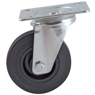 Roulette pivotante à platine rectangulaire AVL - Roue caoutchouc noir Ø 200 - Charge 200 kg - 508836O - Maxoutil