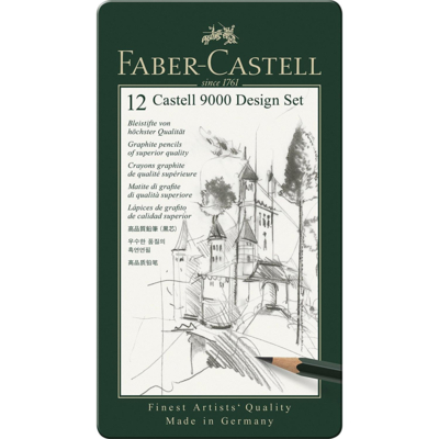 Etui de 12 Crayons CASTELL 9000 Design Dureté Assorties - Faber-Castell