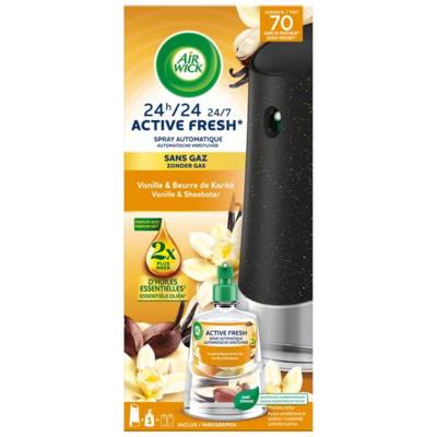 Spray Automatique Sans Gaz Active Fresh - 1 Diffuseur + 1 Recharge Vanille & Beurre de Karité