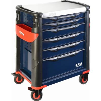 Servante grand volume 6 tiroirs SAM OUTILLAGE bleue plateau inox - 416HB - Maxoutil