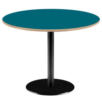 Table pied noir Ø120cm bleu prusse chants bois - intérieur - RestooTab