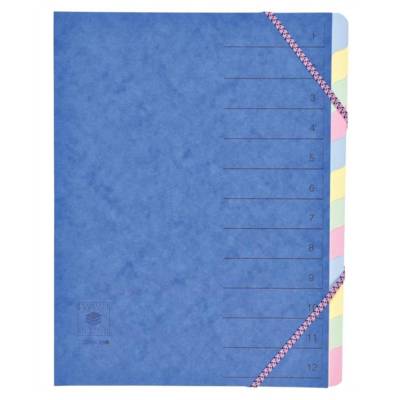 Trieur 12 onglets CL 7/10ème Dos extensible à élastiques Rubriques imprimées Coloris Aléatoire