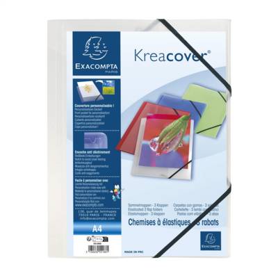 Chemise à élastiques 3 rabats polypropylène translucide Krea Cover - A4 - Incolore - EXACOMPTA