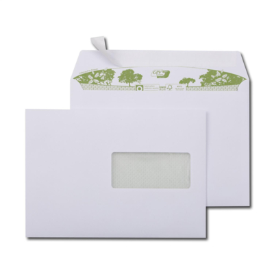 Boite de 500 enveloppes extra blanches 100% recyclées C5 162x229 90 g/m² fenêtre 45x100 bande de protection