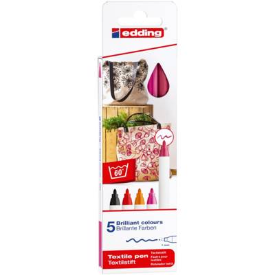 Feutre pour textiles 4600 Etui de 5 'warm' couleurs 1 mm - EDDING