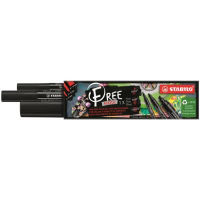 3 marqueurs FREE acrylic pointes mixtes noir - STABILO