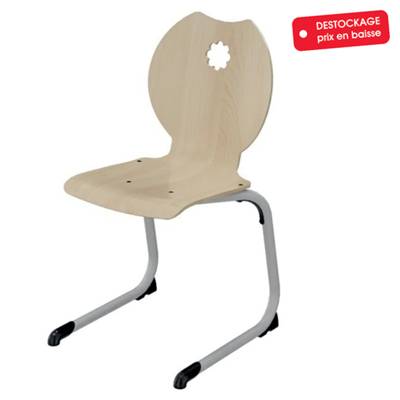 Chaise AST coque FLEUR bois Blueprotech® piètement aluminium époxy - T6 - Gris alu RAL 9006 - MOBIDECOR